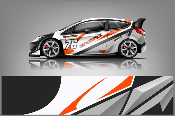 Car decal wrap design vector. Graphic abstract stripe racing background kit designs for vehicle, race car, rally, adventure and livery dekal