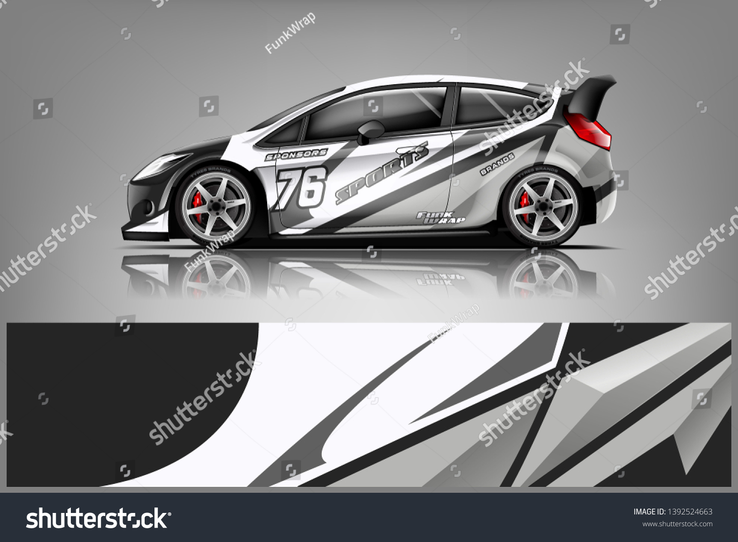 Car decal wrap design vector. Graphic abstract stripe racing background kit designs for vehicle, race car, rally, adventure and livery dekal