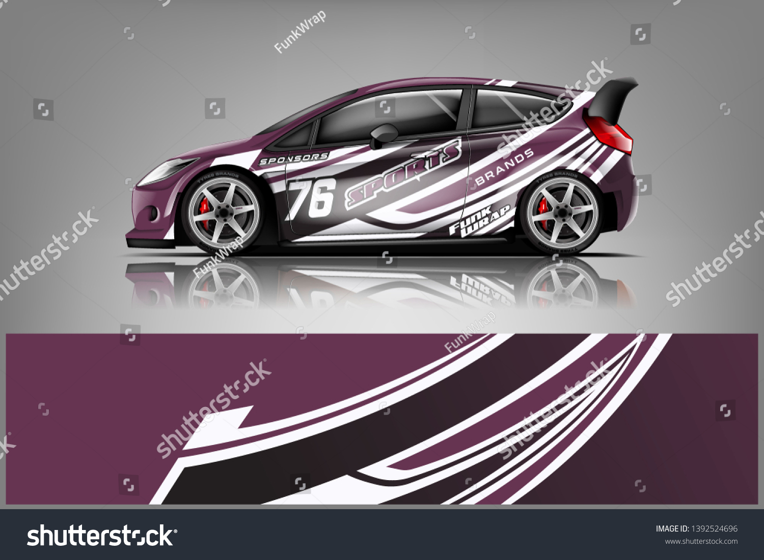 Car decal wrap design vector. Graphic abstract stripe racing background kit designs for vehicle, race car, rally, adventure and livery dekal