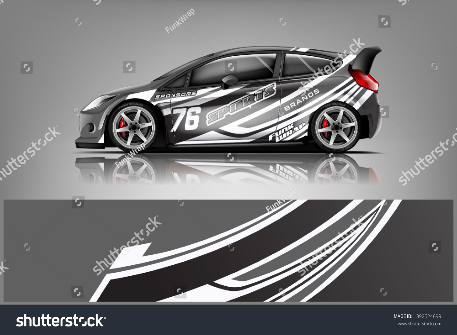 Car decal wrap design vector. Graphic abstract stripe racing background kit designs for vehicle, race car, rally, adventure and livery dekal