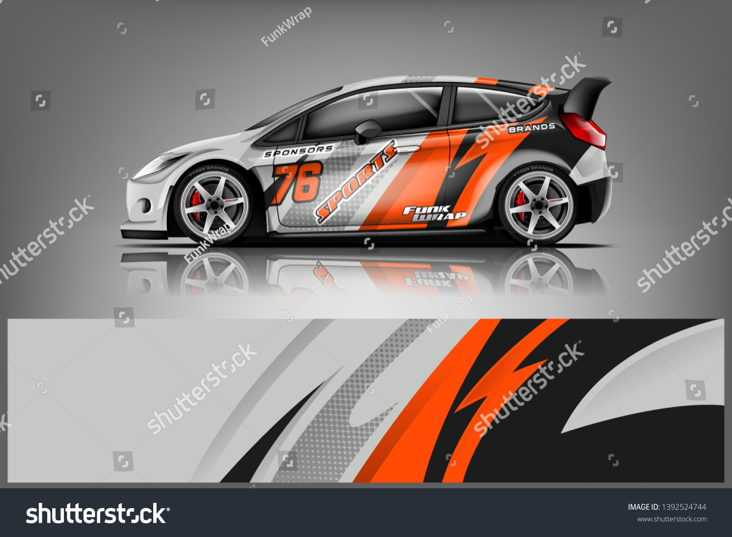 Car decal wrap design vector. Graphic abstract stripe racing background kit designs for vehicle, race car, rally, adventure and livery dekal