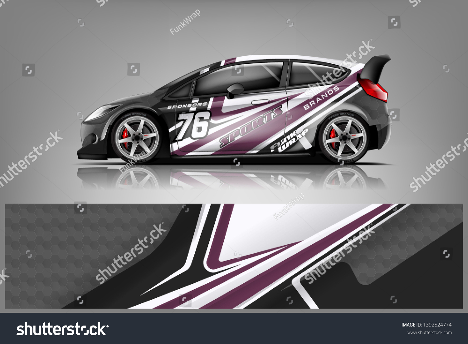 Car decal wrap design vector. Graphic abstract stripe racing background kit designs for vehicle, race car, rally, adventure and livery dekal