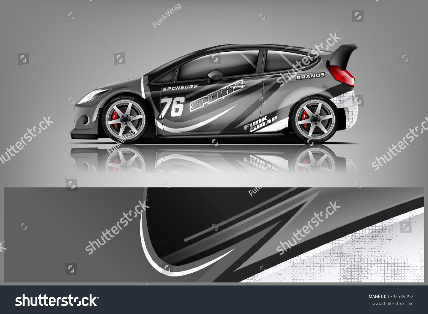 Car decal wrap design vector. Graphic abstract stripe racing background kit designs for vehicle, race car, rally, adventure and livery dekal