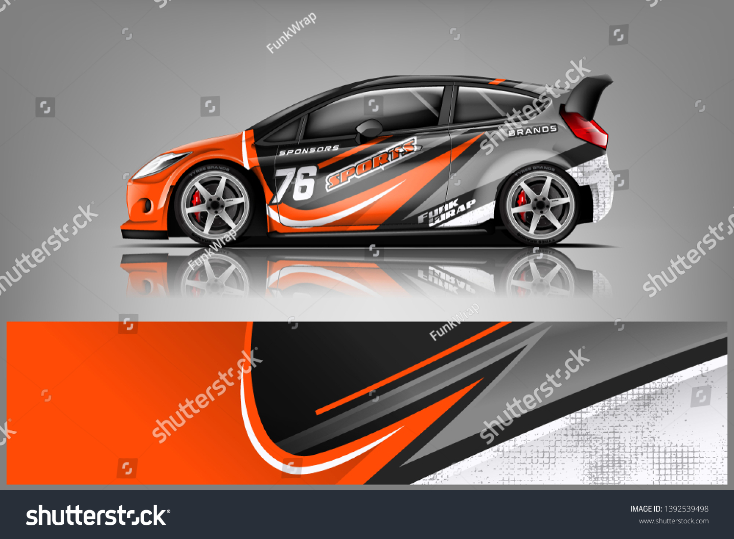 Car decal wrap design vector. Graphic abstract stripe racing background kit designs for vehicle, race car, rally, adventure and livery dekal