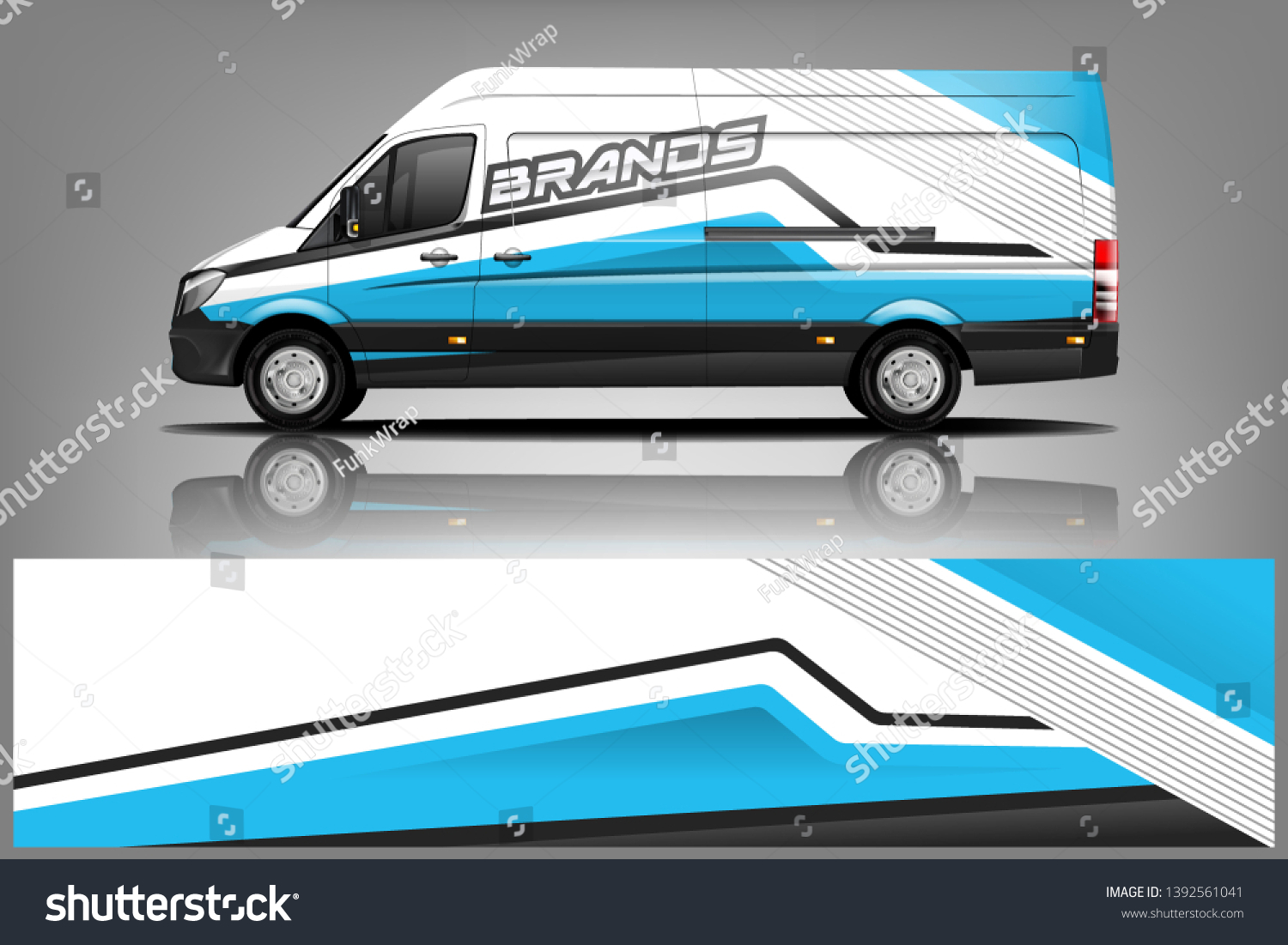 Cargo van decal design vector. Graphic abstract stripe racing background kit designs for wrap vehicle, race car, branding car dekal