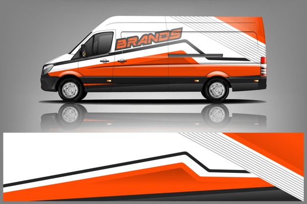 Cargo van decal design vector. Graphic abstract stripe racing background kit designs for wrap vehicle, race car, branding car dekal