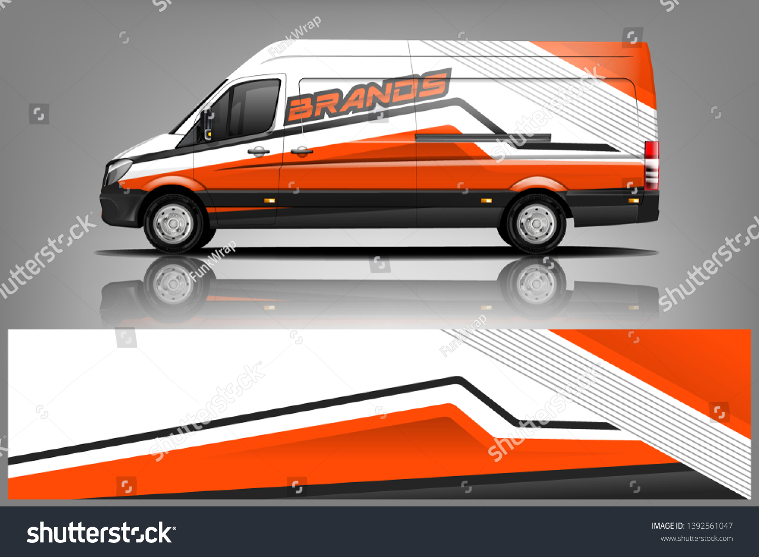 Cargo van decal design vector. Graphic abstract stripe racing background kit designs for wrap vehicle, race car, branding car dekal