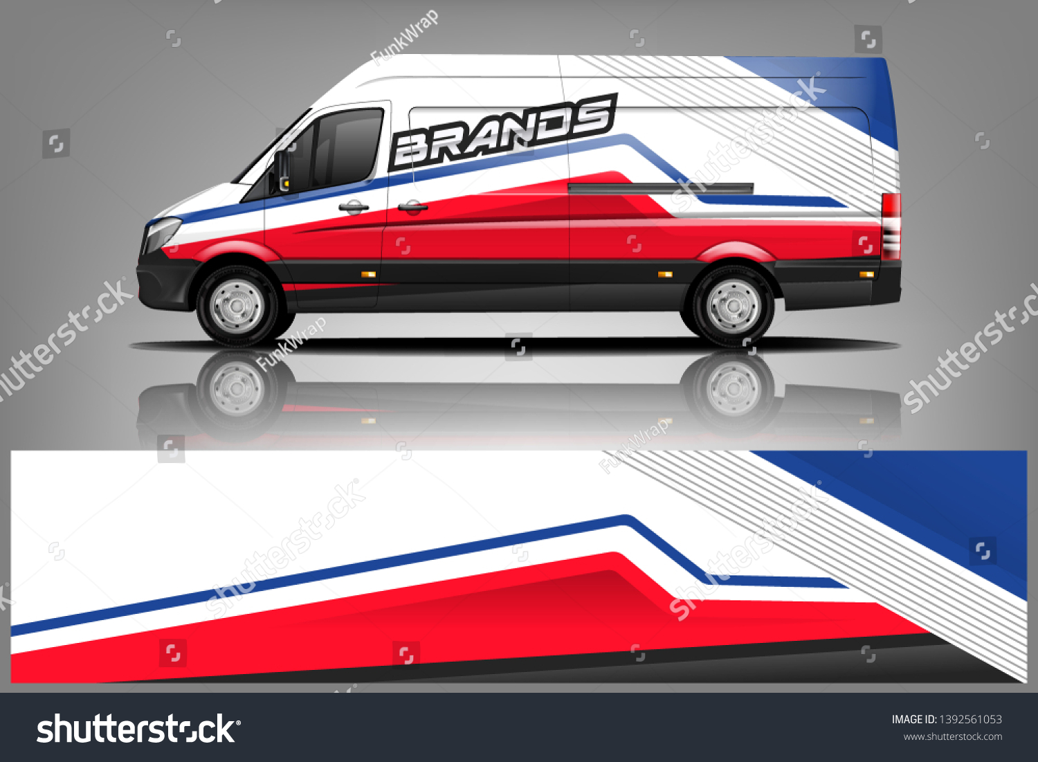 Cargo van decal design vector. Graphic abstract stripe racing background kit designs for wrap vehicle, race car, branding car dekal