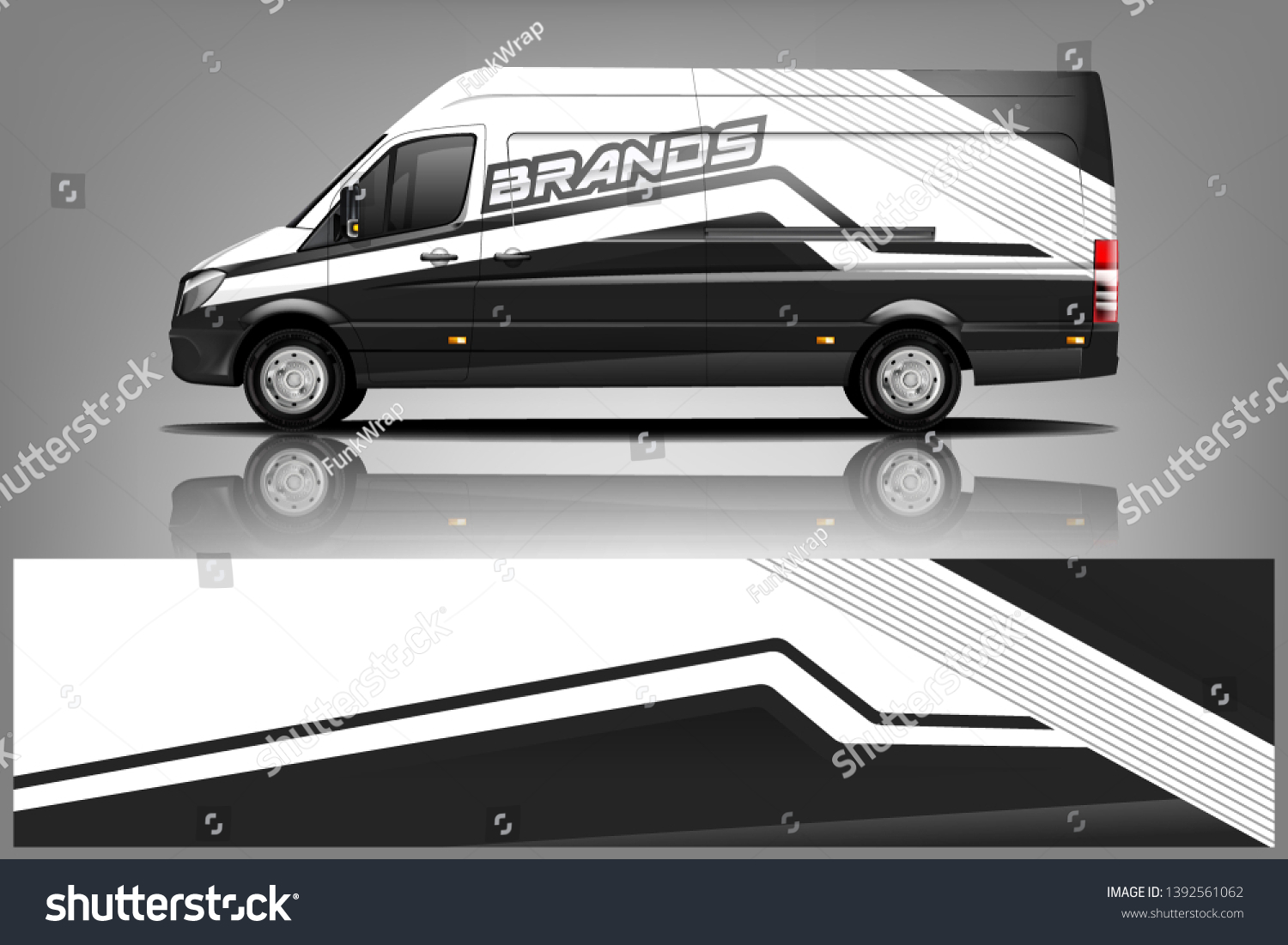 Cargo van decal design vector. Graphic abstract stripe racing background kit designs for wrap vehicle, race car, branding car dekal