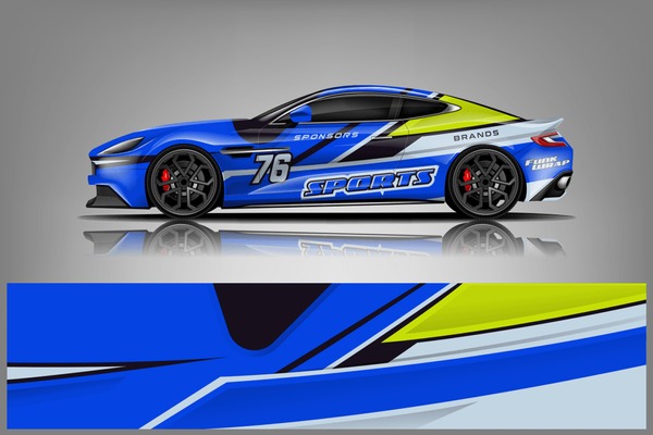 Car decal wrap design vector. Graphic abstract stripe racing background kit designs for wrap vehicle, race car, nascar car, rally, adventure and livery dekal