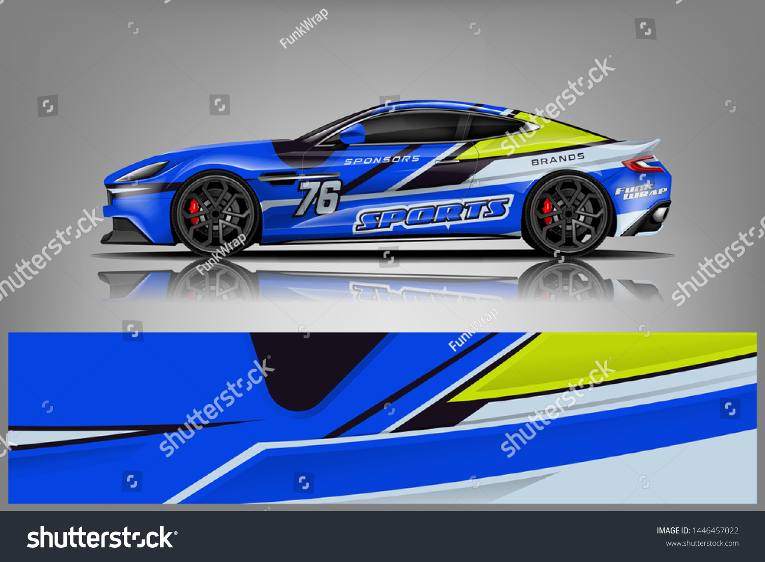 Car decal wrap design vector. Graphic abstract stripe racing background kit designs for wrap vehicle, race car, nascar car, rally, adventure and livery dekal