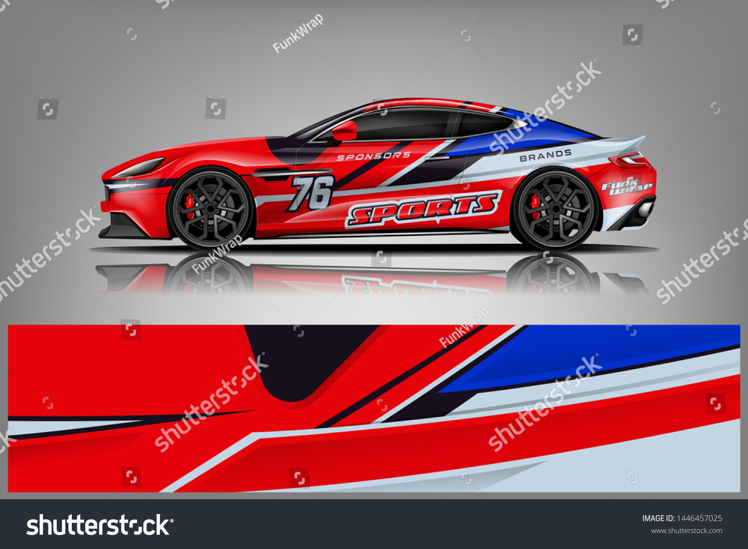Car decal wrap design vector. Graphic abstract stripe racing background kit designs for wrap vehicle, race car, nascar car, rally, adventure and livery dekal