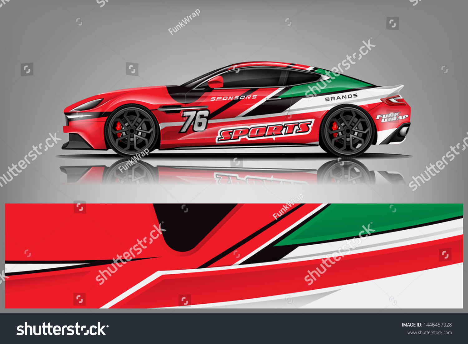 Car decal wrap design vector. Graphic abstract stripe racing background kit designs for wrap vehicle, race car, nascar car, rally, adventure and livery dekal