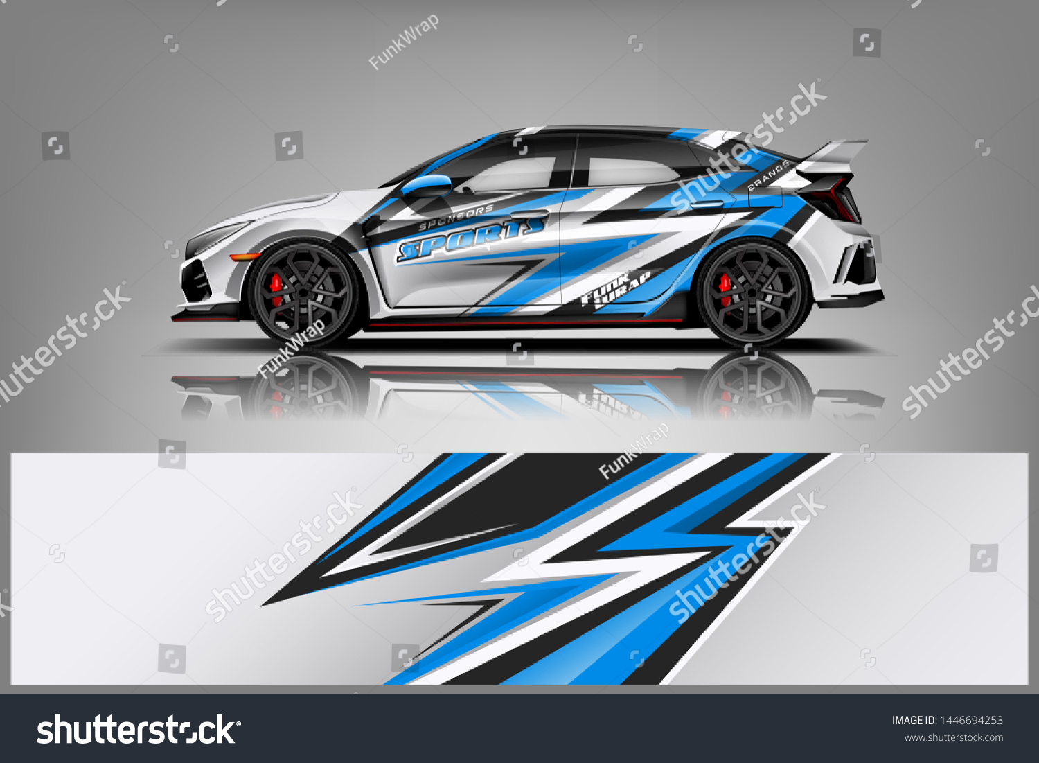 Car wrap design vector, truck and cargo van decal. Graphic abstract stripe racing background designs for vehicle, rally, race, adventure and car racing livery dekal