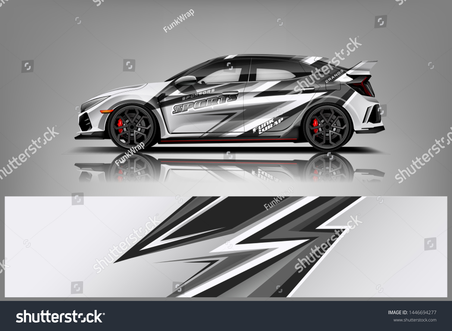 Car wrap design vector, truck and cargo van decal. Graphic abstract stripe racing background designs for vehicle, rally, race, adventure and car racing livery dekal