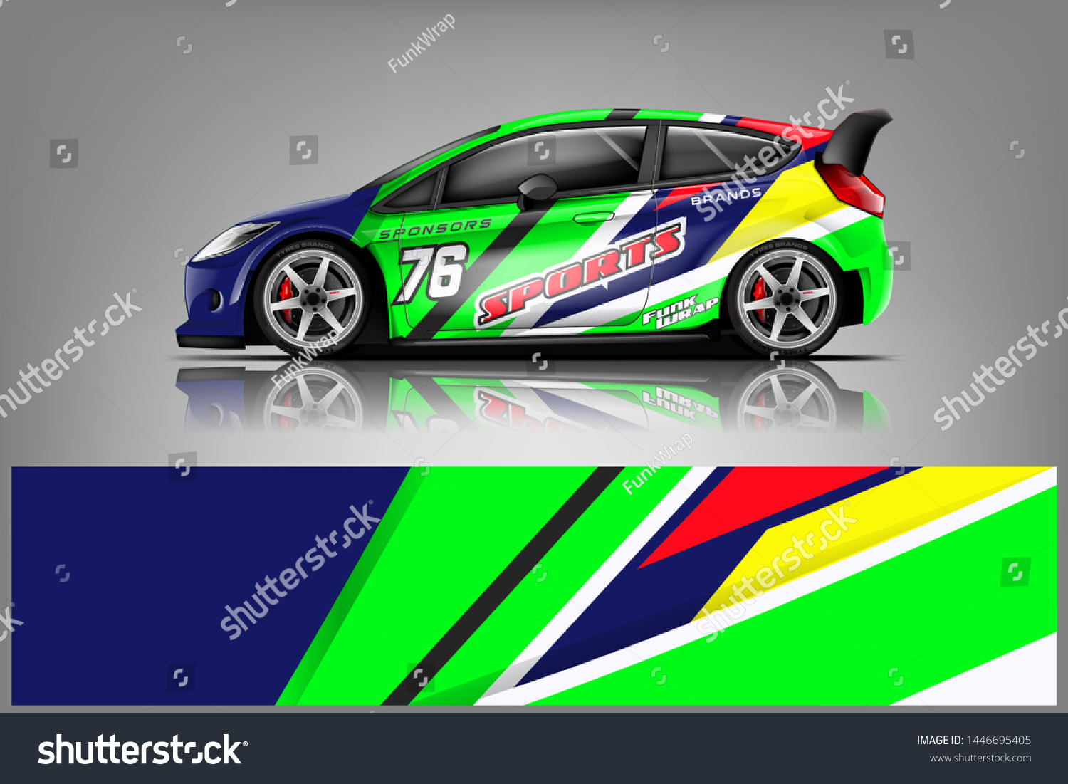 Car decal wrap design vector. Graphic abstract stripe racing background kit designs for vehicle, race car, rally, adventure and livery dekal