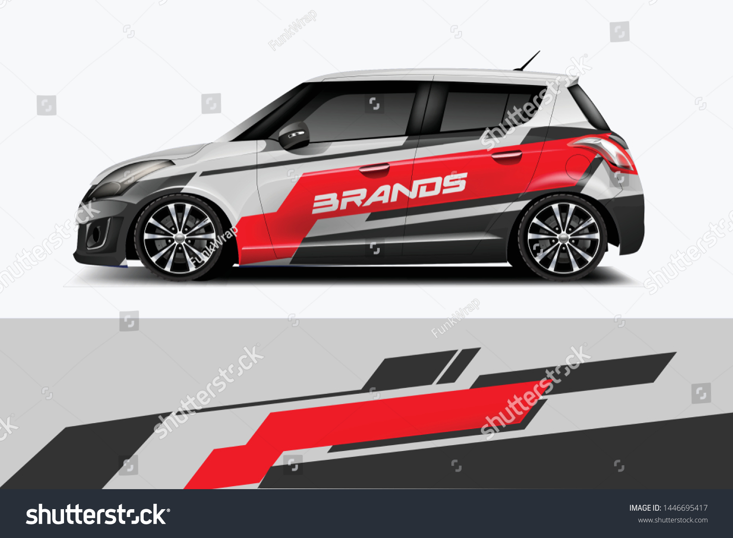 Car decal wrap design vector. Graphic abstract stripe racing background kit designs for vehicle, race car, rally, adventure and livery