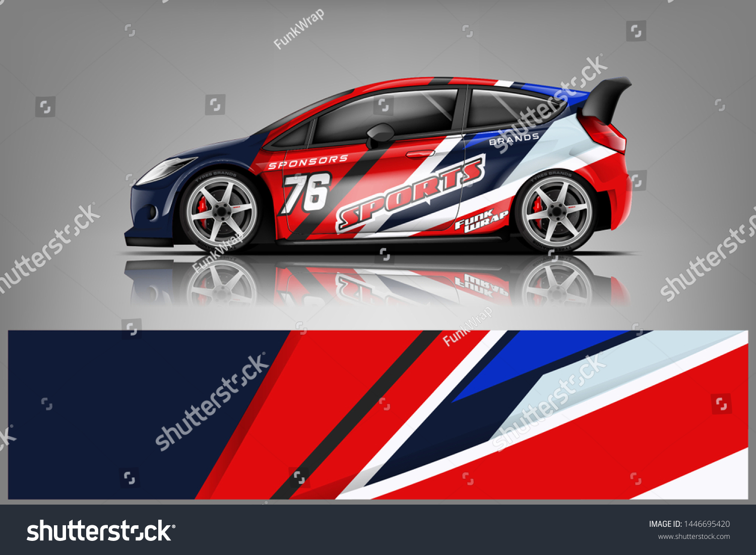 Car decal wrap design vector. Graphic abstract stripe racing background kit designs for vehicle, race car, rally, adventure and livery dekal