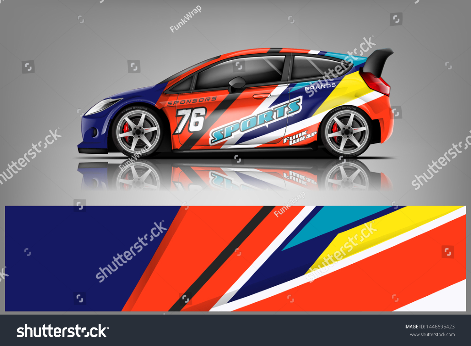 Car decal wrap design vector. Graphic abstract stripe racing background kit designs for vehicle, race car, rally, adventure and livery dekal