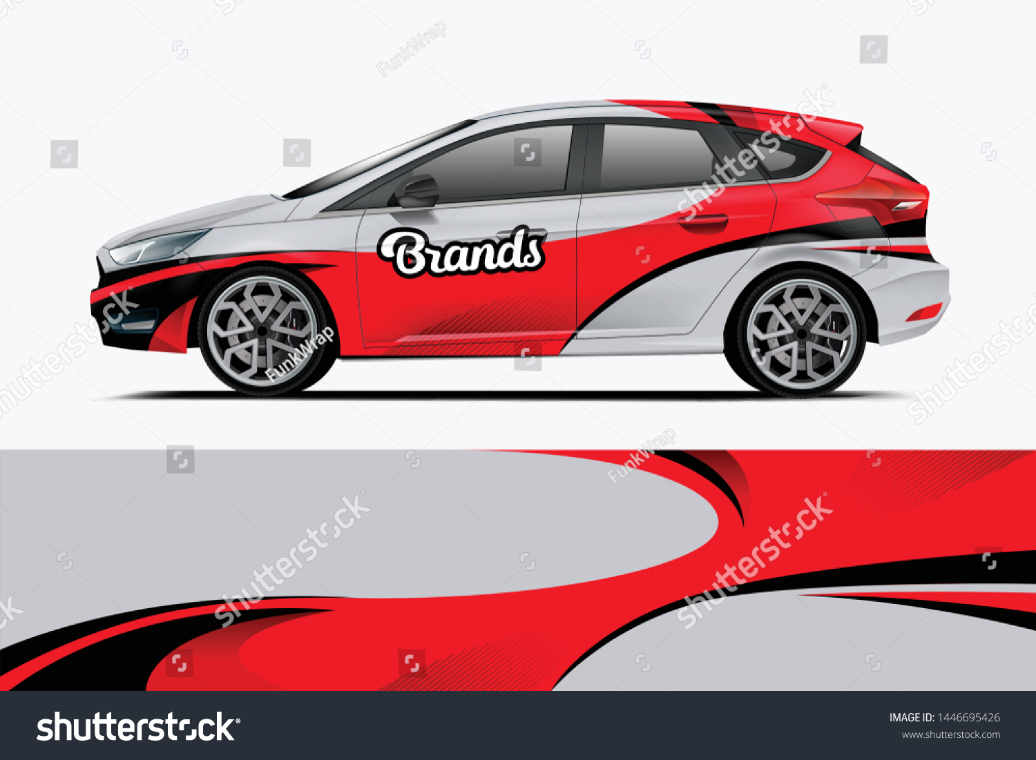 Car decal wrap design vector. Graphic abstract stripe racing background kit designs for vehicle, race car, rally, adventure and livery