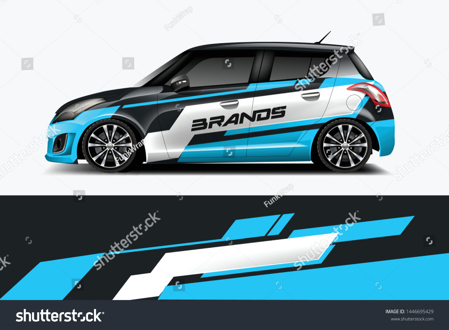 Car decal wrap design vector. Graphic abstract stripe racing background kit designs for vehicle, race car, rally, adventure and livery
