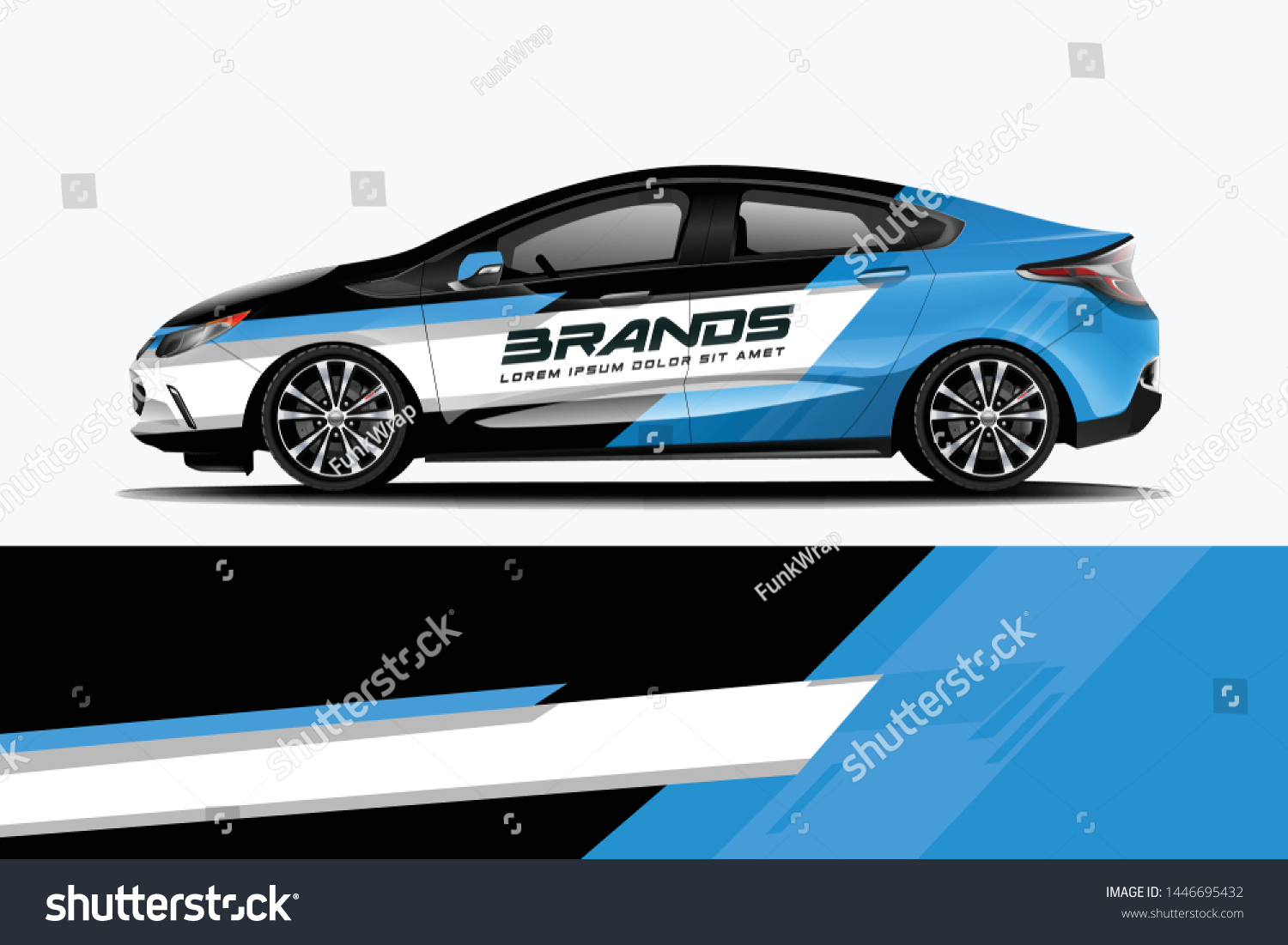 Car decal wrap design vector. Graphic abstract stripe racing background kit designs for vehicle, race car, rally, adventure and livery