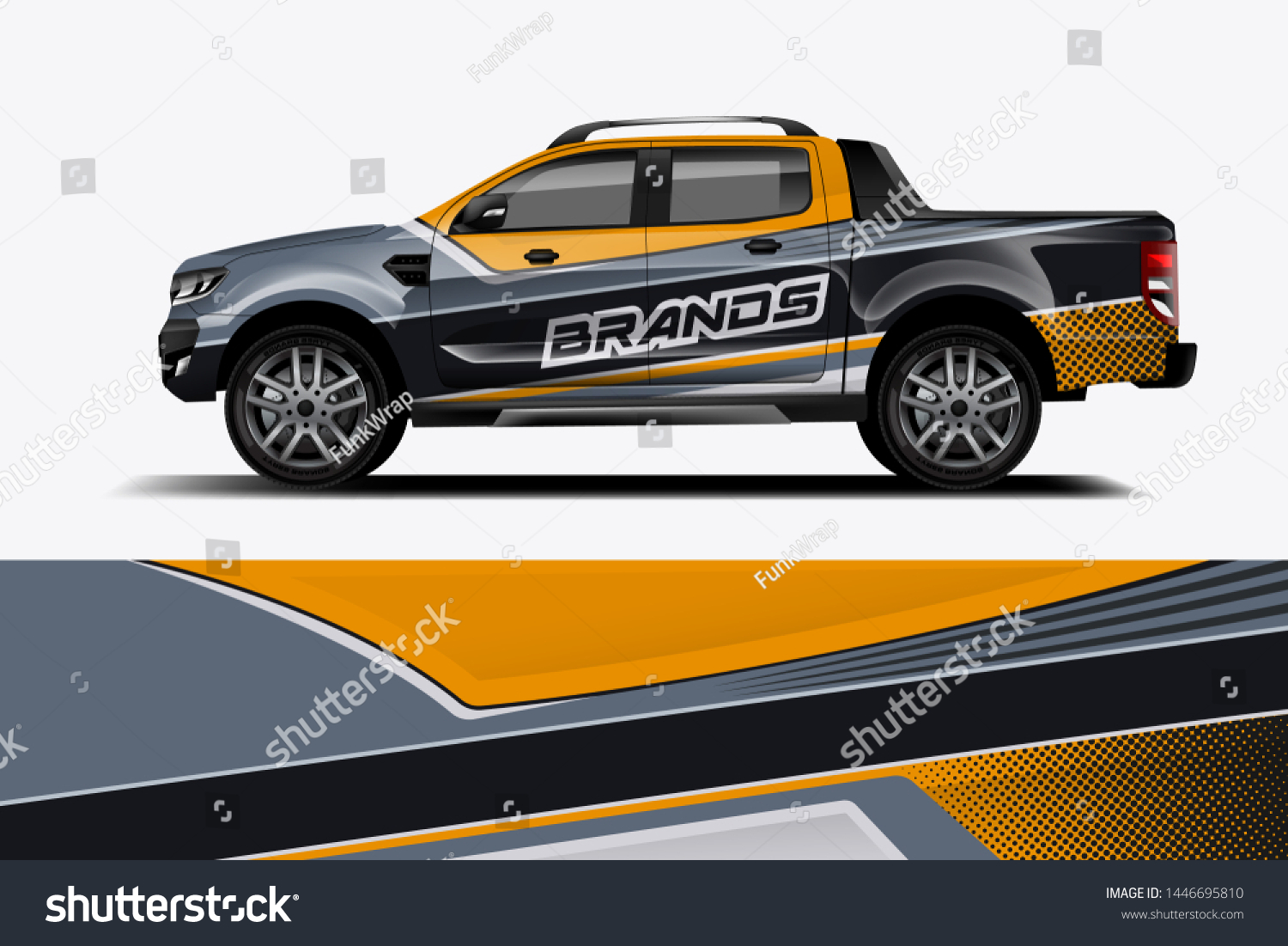 Truck decal wrap design vector. Graphic abstract stripe racing background kit designs for vehicle, race car, rally, adventure and livery - Vector dekal
