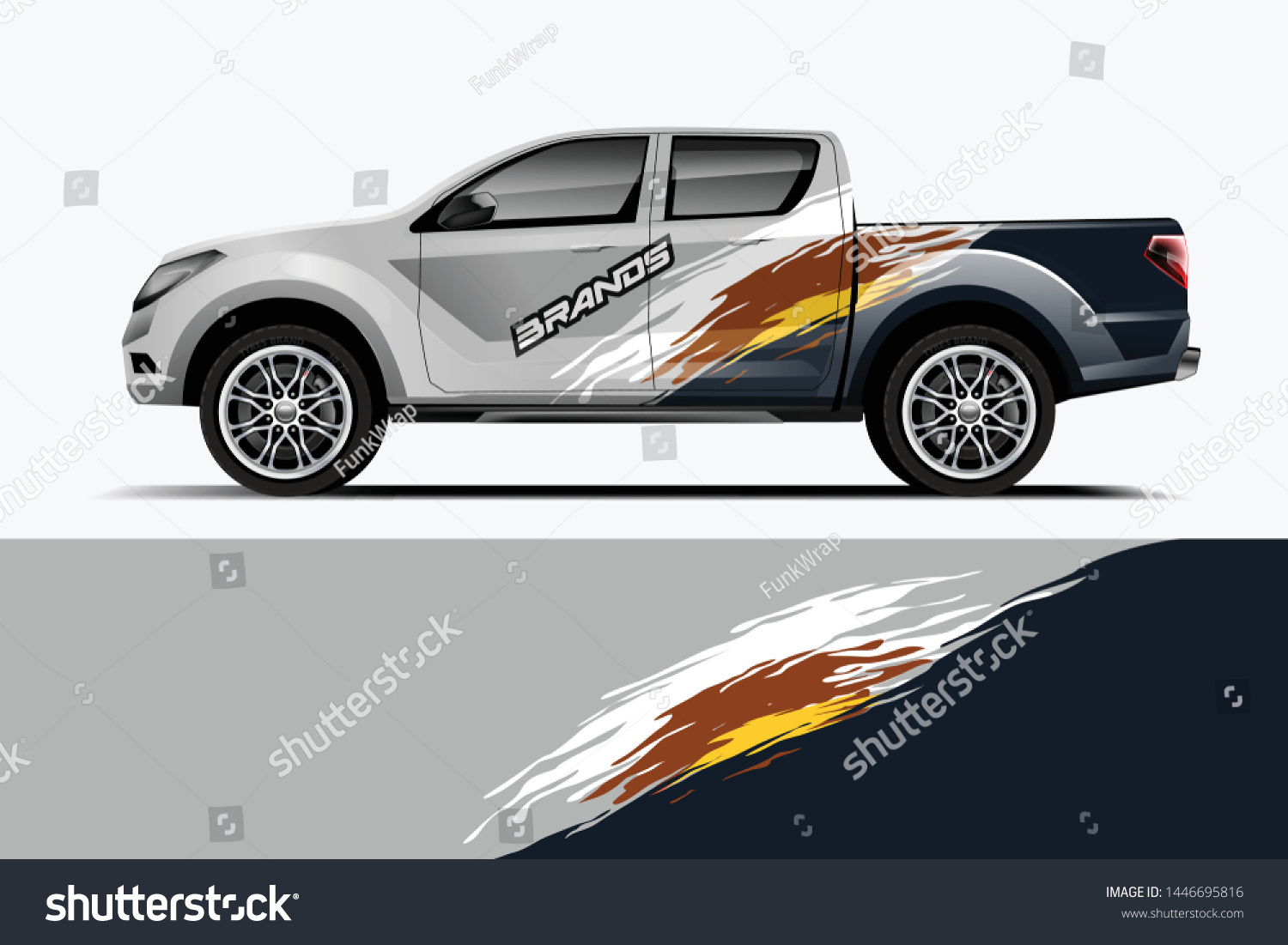 Truck decal wrap design vector. Graphic abstract stripe racing background kit designs for vehicle, race car, rally, adventure and livery - Vector