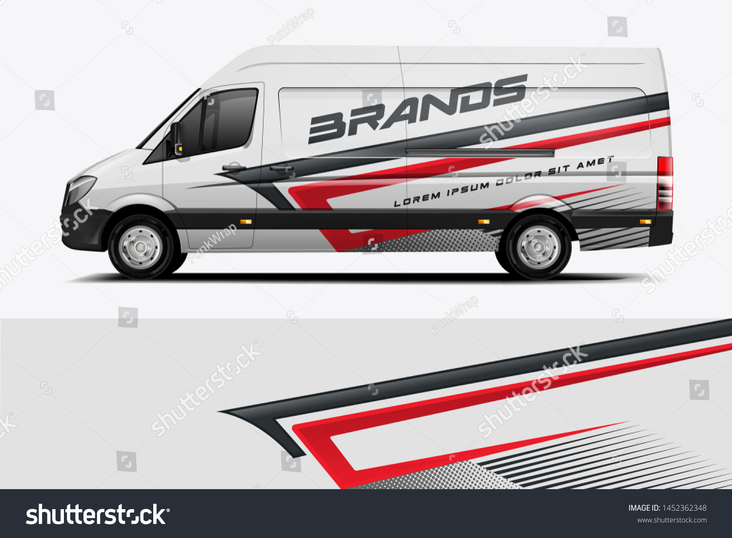 Car wrap design vector, truck and cargo van decal. Graphic abstract stripe racing background designs for vehicle, rally, race, adventure and car racing livery dekal
