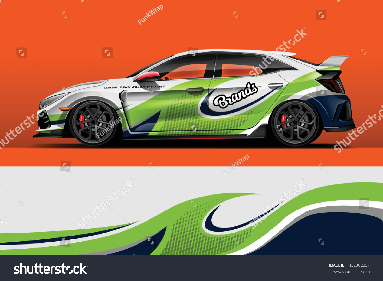 Car wrap design vector, truck and cargo van decal. Graphic abstract stripe racing background designs for vehicle, rally, race, adventure and car racing livery.