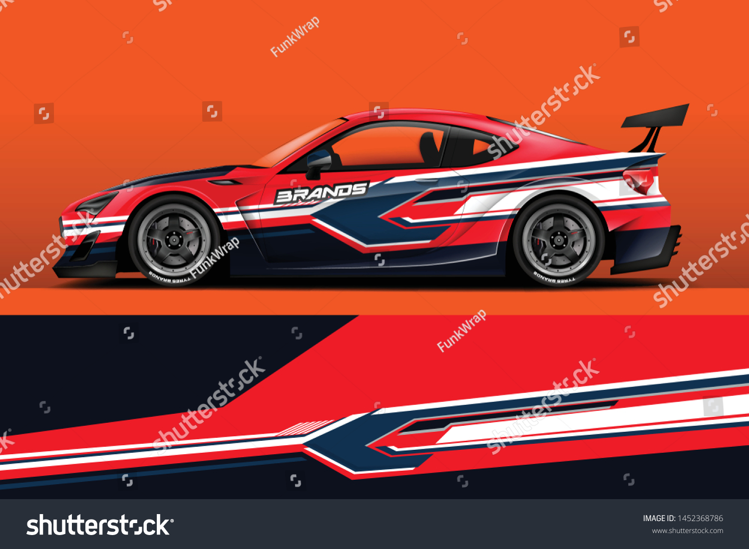 Car wrap design vector, truck and cargo van decal. Graphic abstract stripe racing background designs for vehicle, rally, race, adventure and car racing livery. - Vector
