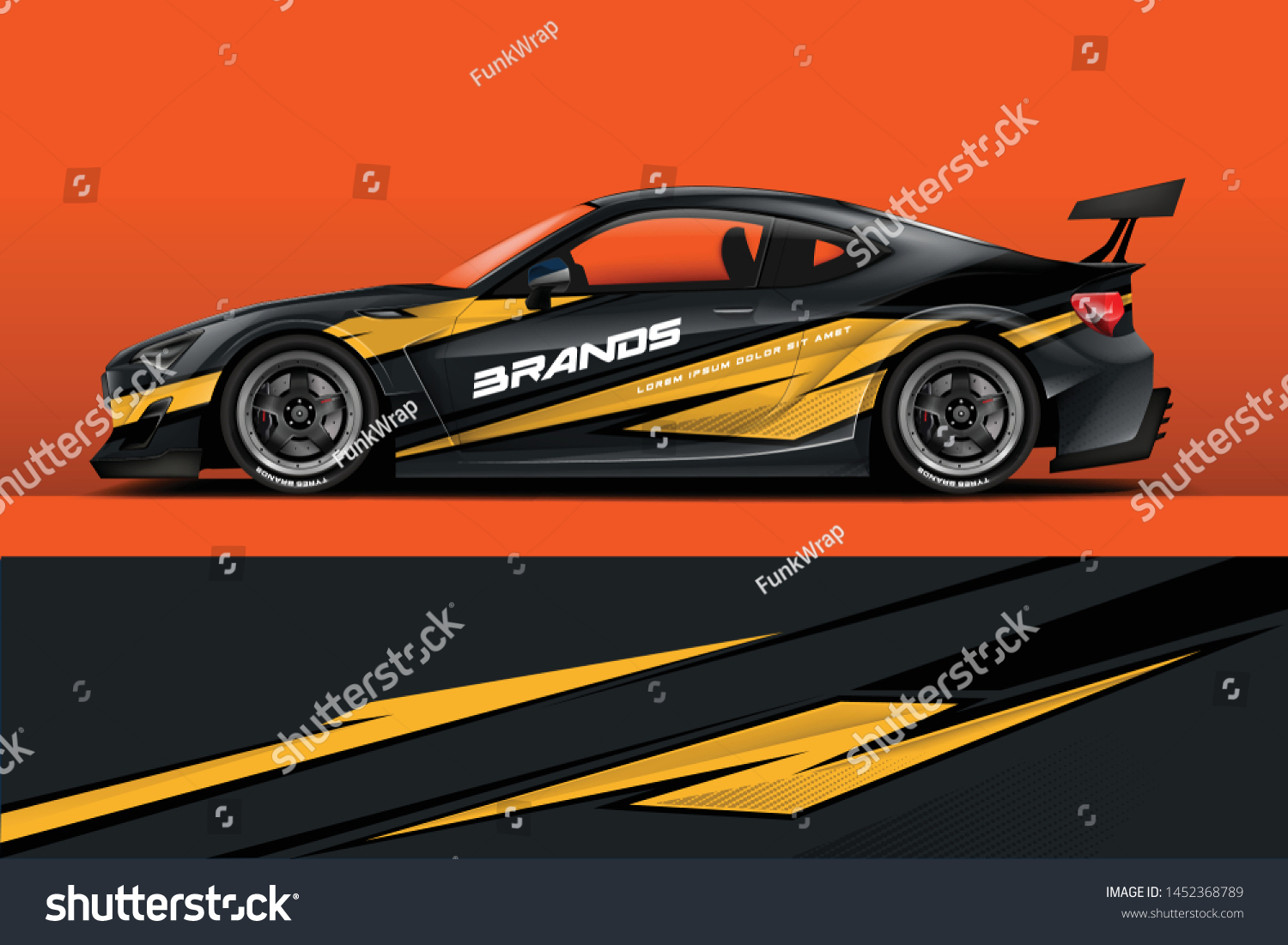 Car wrap design vector, truck and cargo van decal. Graphic abstract stripe racing background designs for vehicle, rally, race, adventure and car racing livery. - Vector