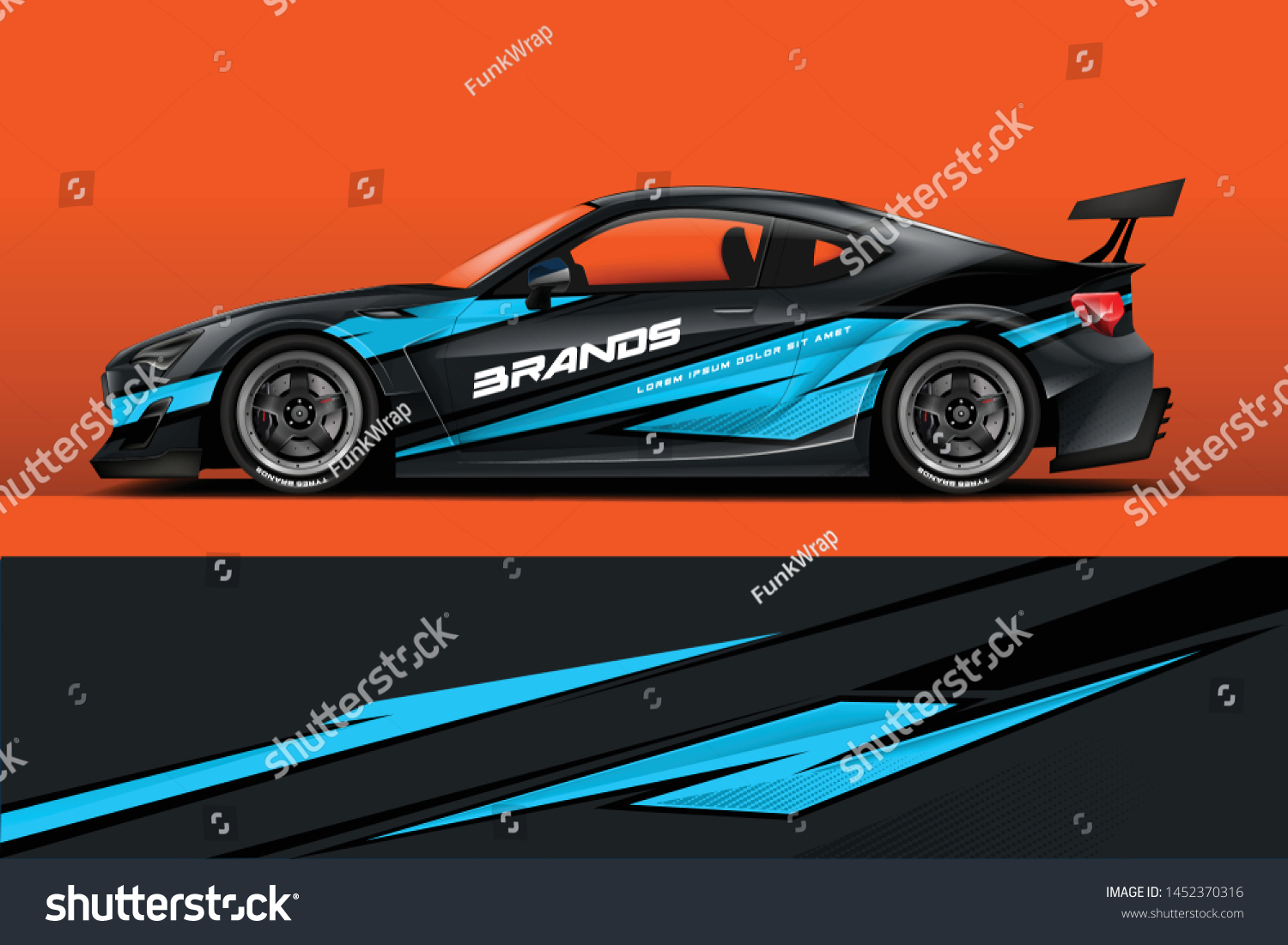 Car wrap design vector, truck and cargo van decal. Graphic abstract stripe racing background designs for vehicle, rally, race, adventure and car racing livery. - Vector