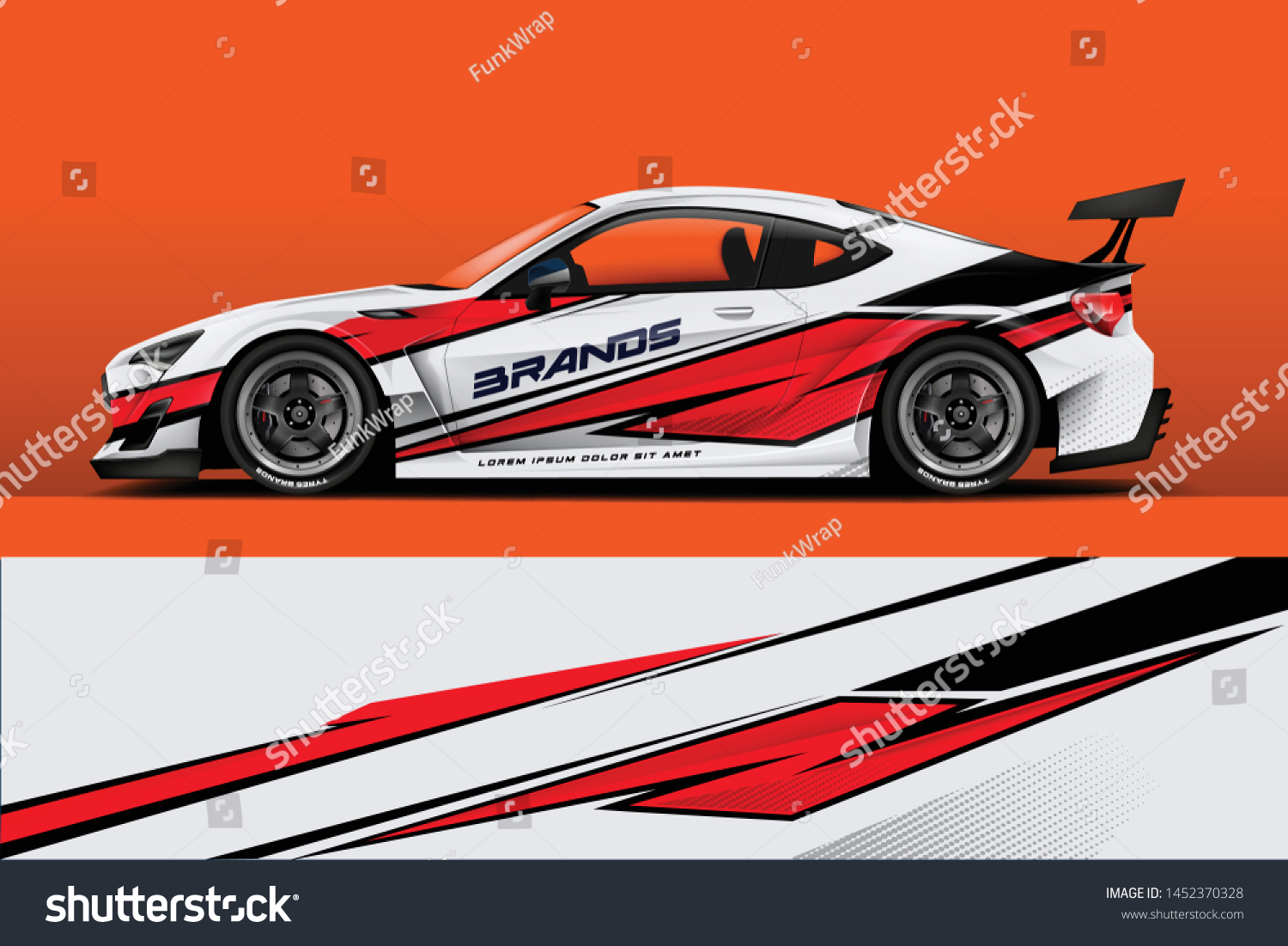Car wrap design vector, truck and cargo van decal. Graphic abstract stripe racing background designs for vehicle, rally, race, adventure and car racing livery. - Vector