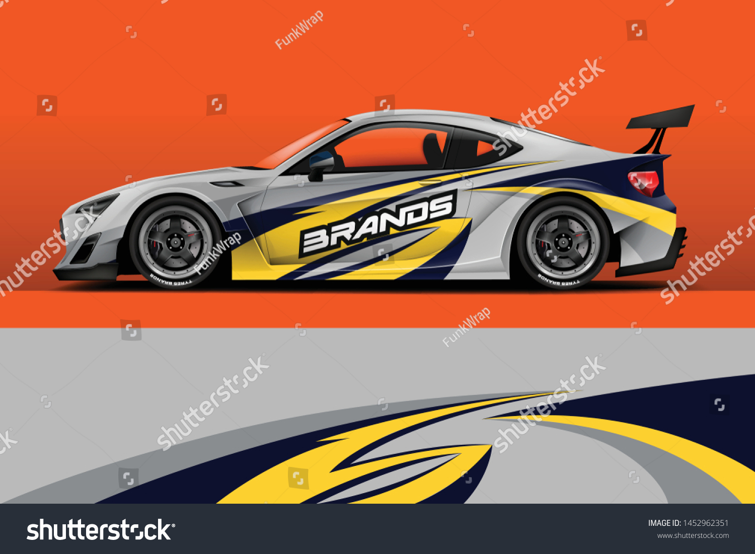 Car wrap design vector, truck and cargo van decal. Graphic abstract stripe racing background designs for vehicle, rally, race, adventure and car racing livery
