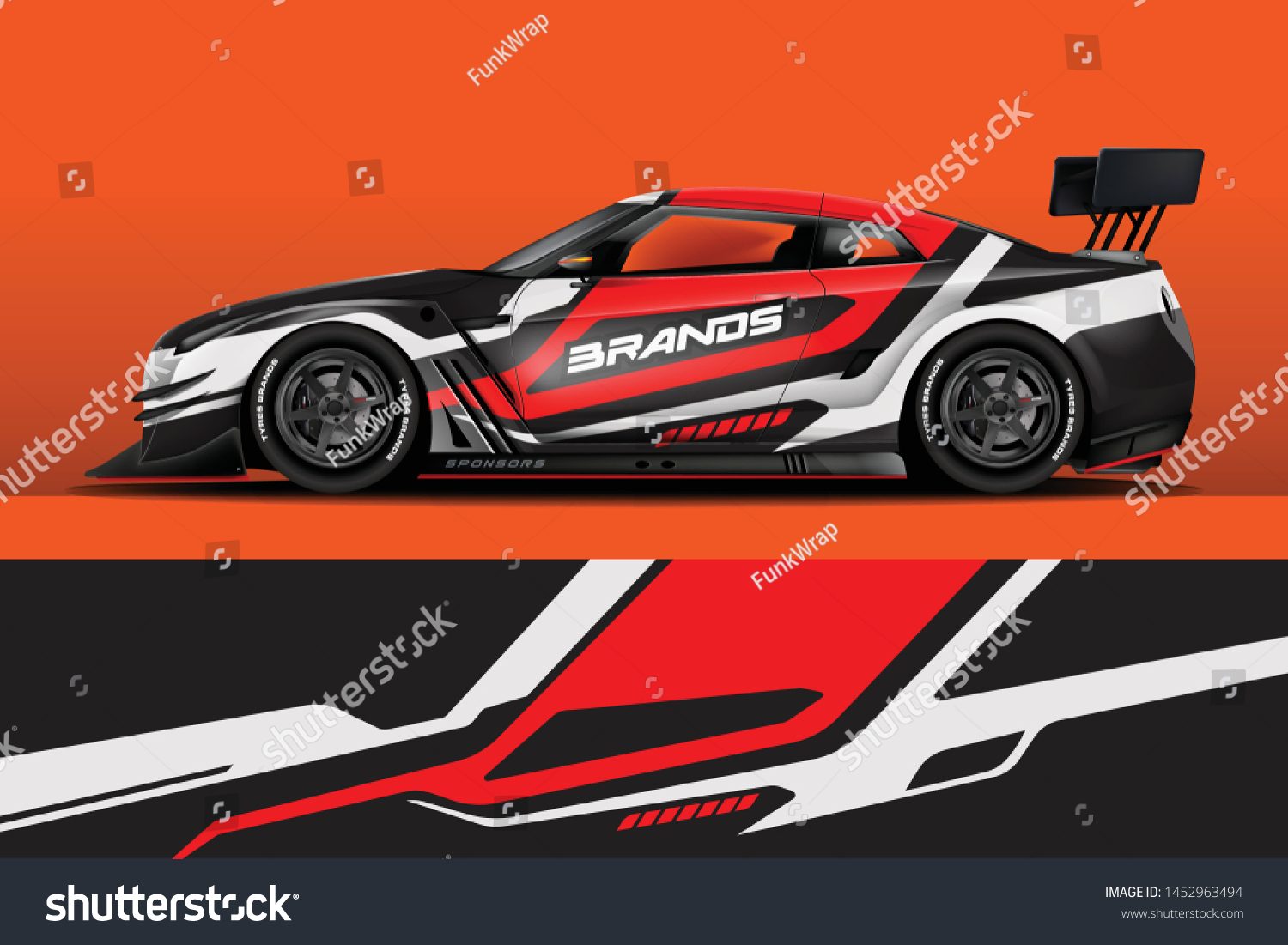 Car decal wrap design vector. Graphic abstract stripe racing background kit designs for vehicle, race car, rally, adventure and livery