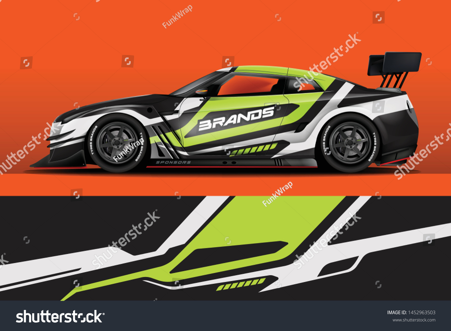 Car decal wrap design vector. Graphic abstract stripe racing background kit designs for vehicle, race car, rally, adventure and livery