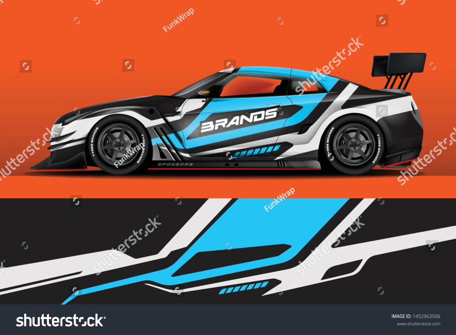 Car decal wrap design vector. Graphic abstract stripe racing background kit designs for vehicle, race car, rally, adventure and livery