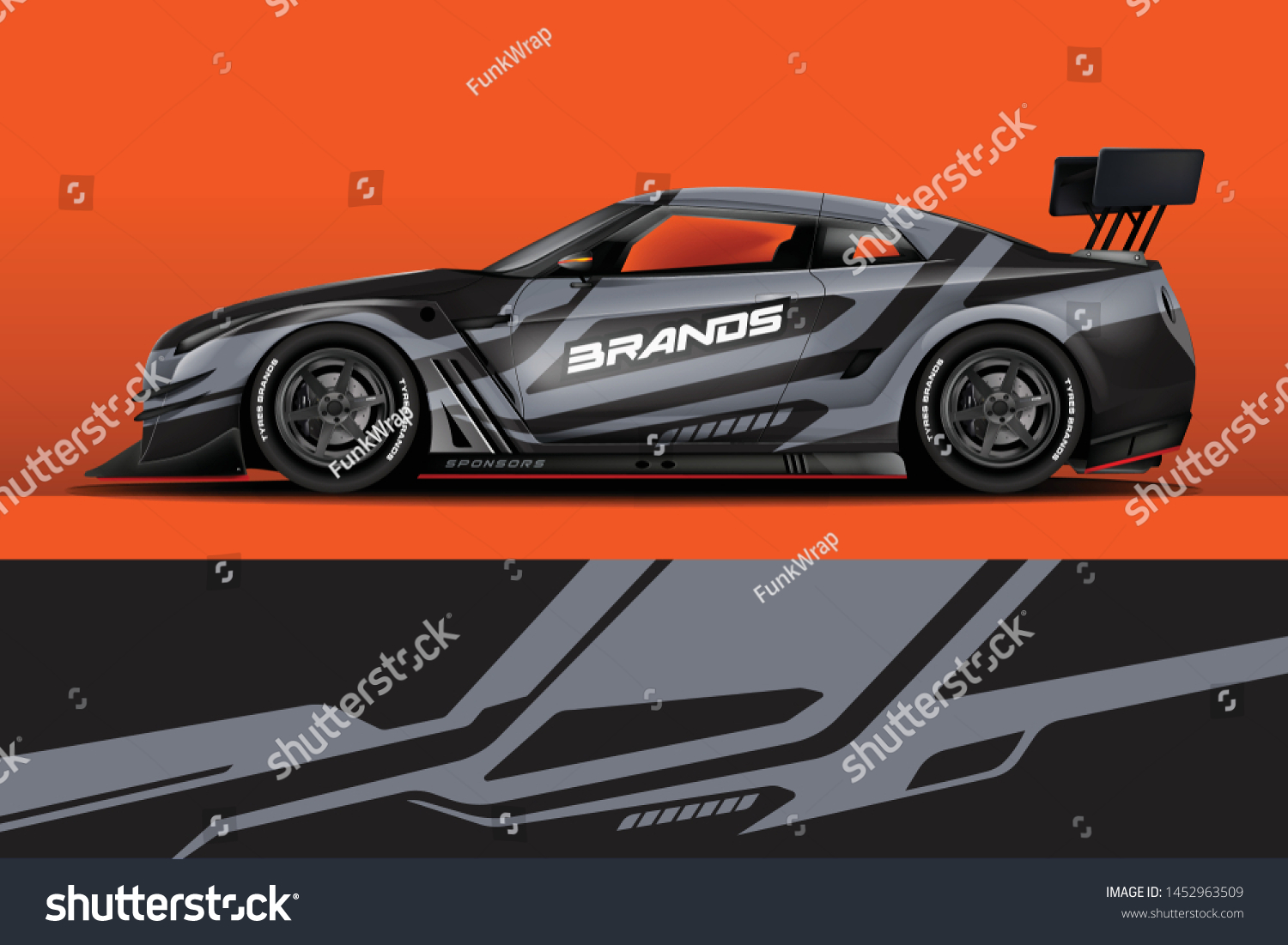 Car decal wrap design vector. Graphic abstract stripe racing background kit designs for vehicle, race car, rally, adventure and livery