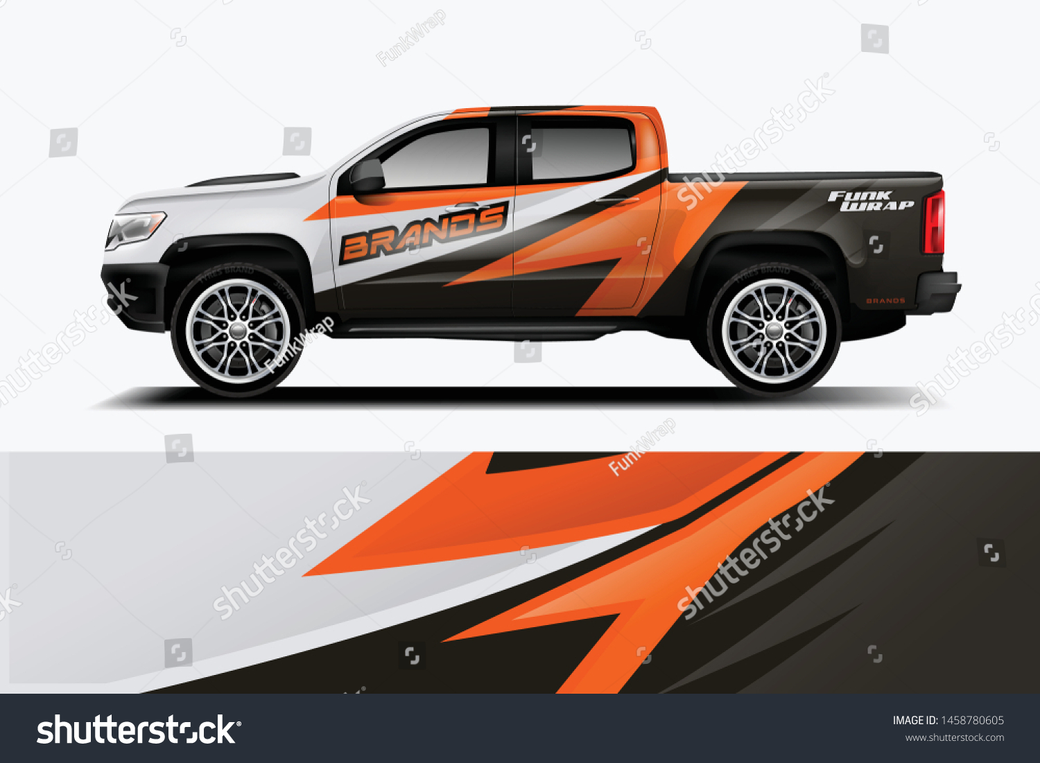Truck wrap design vector. Graphic abstract stripe racing background kit designs for wrap vehicle, race car, rally, adventure and livery dekal