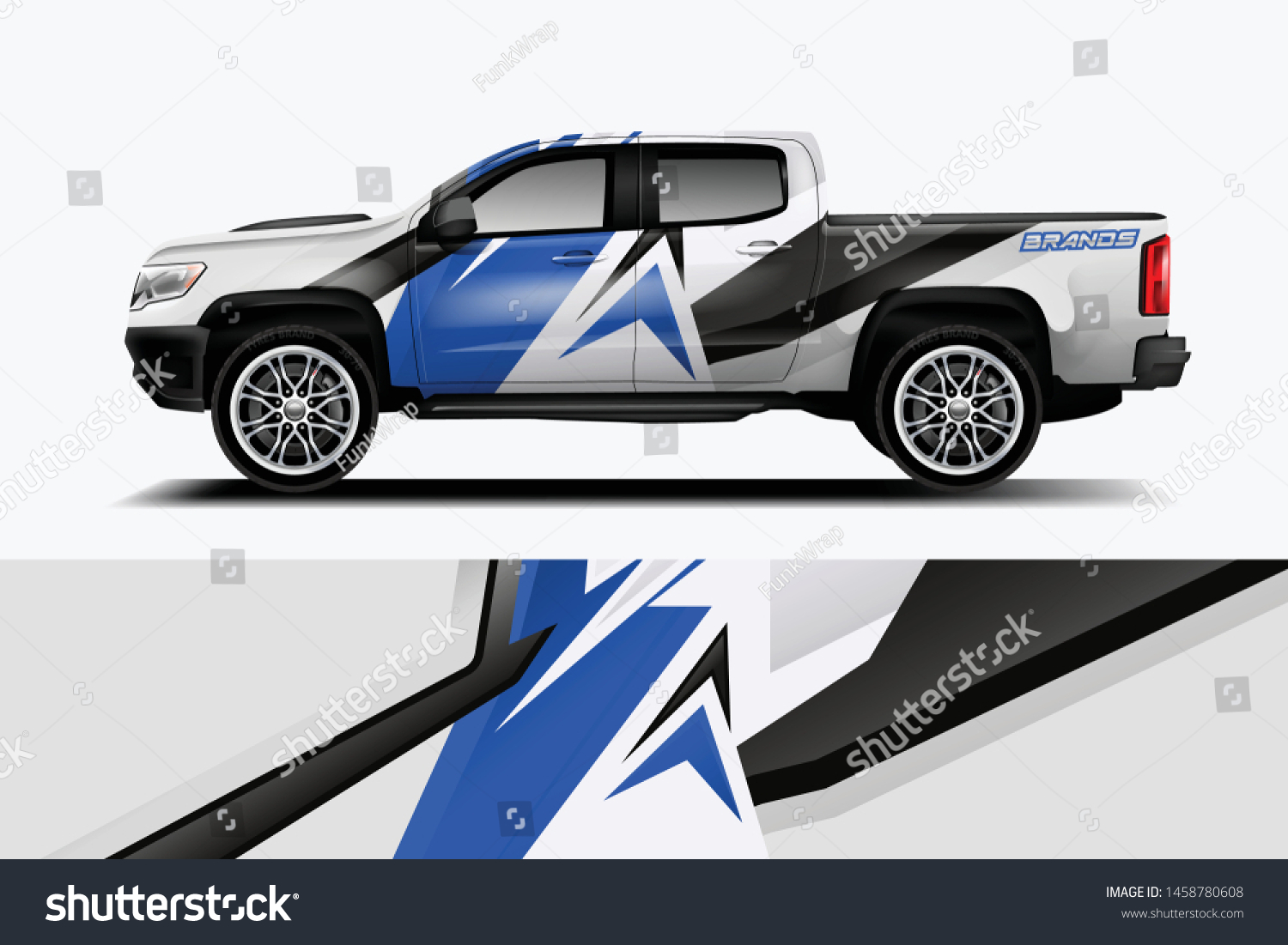 Truck wrap design vector. Graphic abstract stripe racing background kit designs for wrap vehicle, race car, rally, adventure and livery dekal