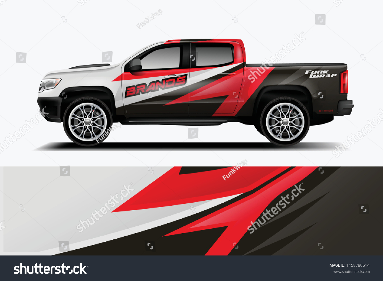 Truck wrap design vector. Graphic abstract stripe racing background kit designs for wrap vehicle, race car, rally, adventure and livery dekal