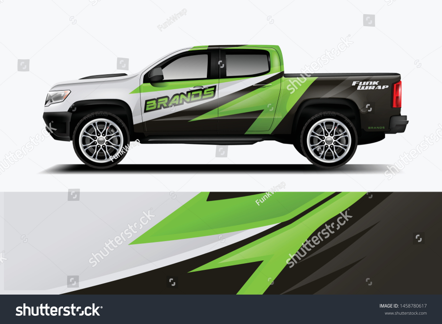 Truck wrap design vector. Graphic abstract stripe racing background kit designs for wrap vehicle, race car, rally, adventure and livery dekal