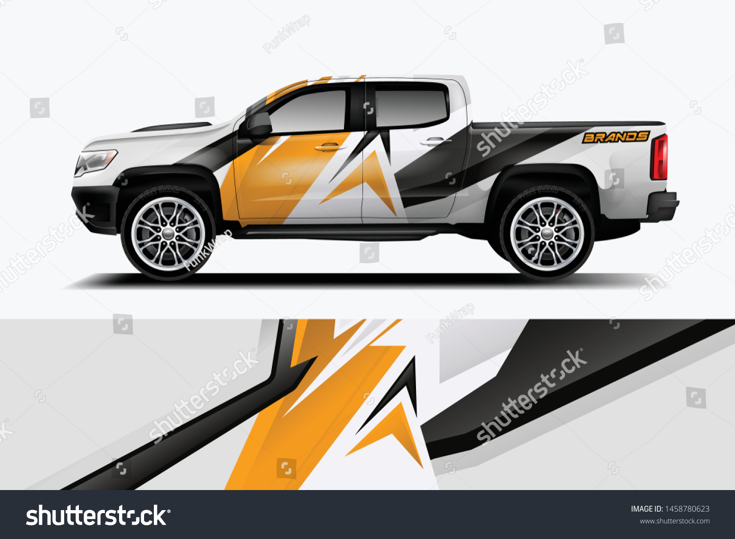 Truck wrap design vector. Graphic abstract stripe racing background kit designs for wrap vehicle, race car, rally, adventure and livery dekal