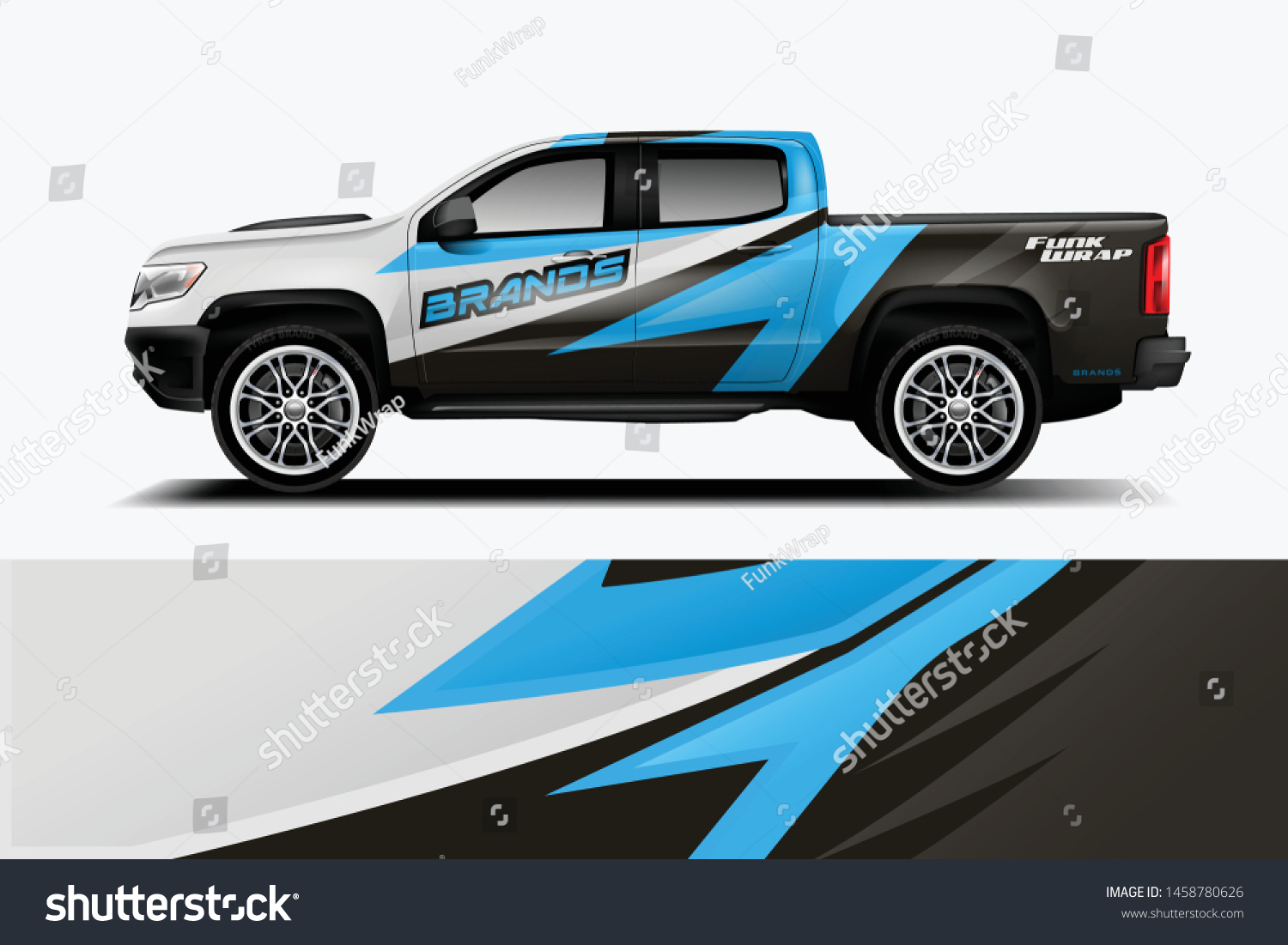Truck wrap design vector. Graphic abstract stripe racing background kit designs for wrap vehicle, race car, rally, adventure and livery dekal