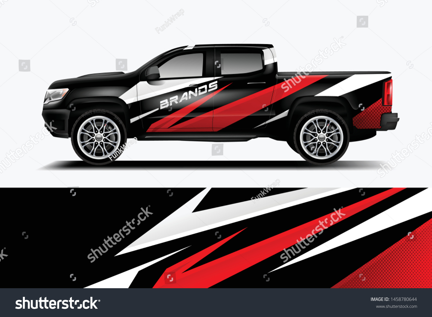 Truck wrap design vector. Graphic abstract stripe racing background kit designs for wrap vehicle, race car, rally, adventure and livery dekal