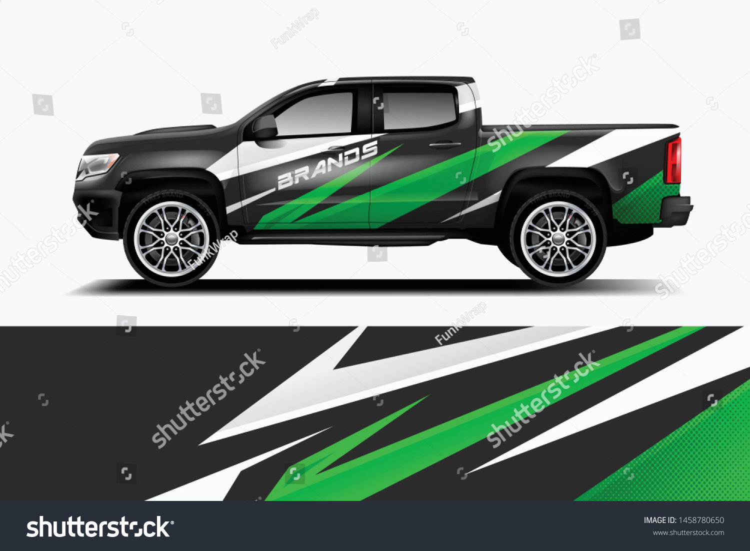 Truck wrap design vector. Graphic abstract stripe racing background kit designs for wrap vehicle, race car, rally, adventure and livery dekal