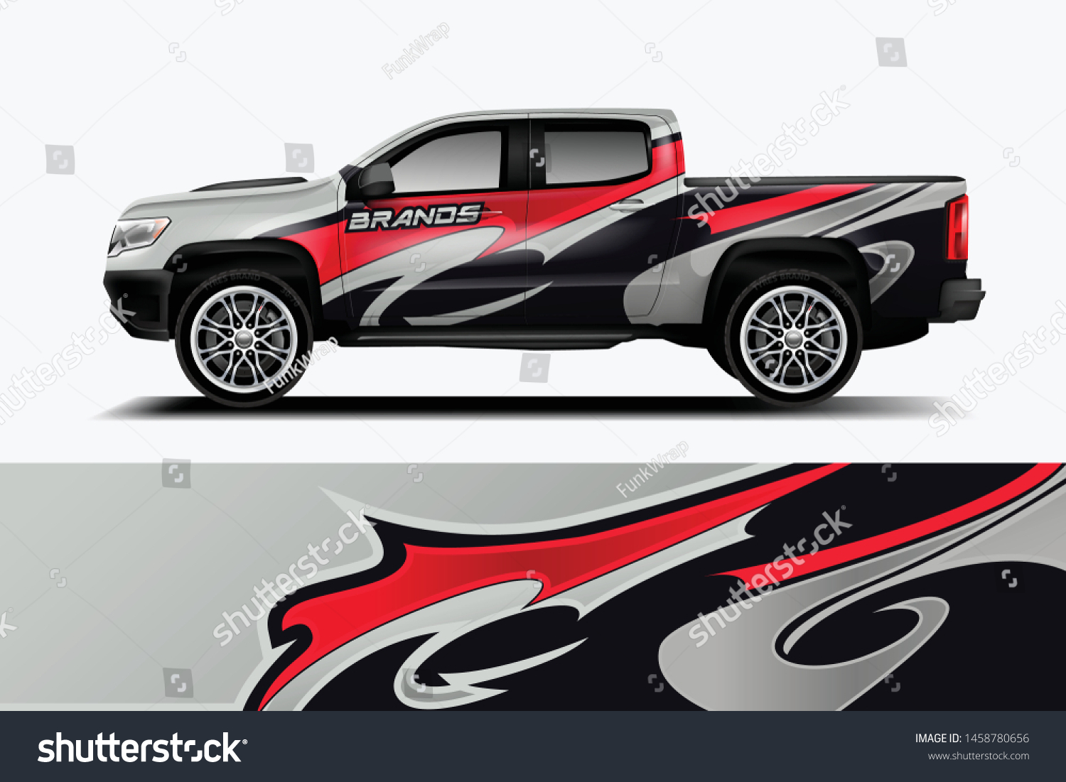 Truck wrap design vector. Graphic abstract stripe racing background kit designs for wrap vehicle, race car, rally, adventure and livery dekal