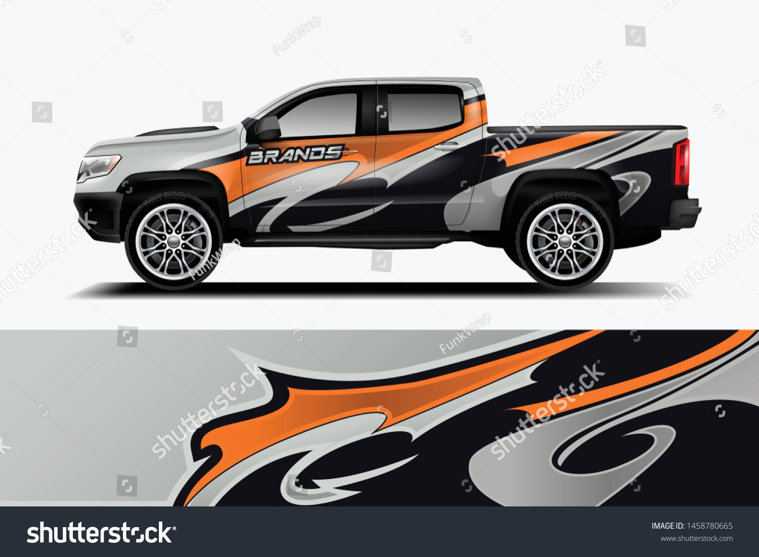 Truck wrap design vector. Graphic abstract stripe racing background kit designs for wrap vehicle, race car, rally, adventure and livery dekal