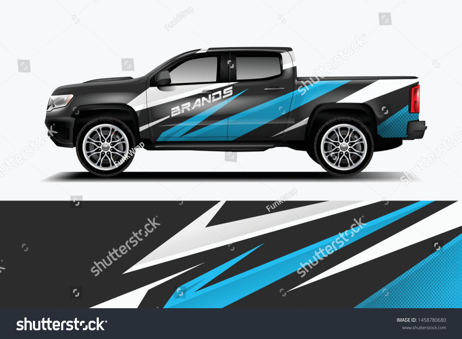 Truck wrap design vector. Graphic abstract stripe racing background kit designs for wrap vehicle, race car, rally, adventure and livery dekal